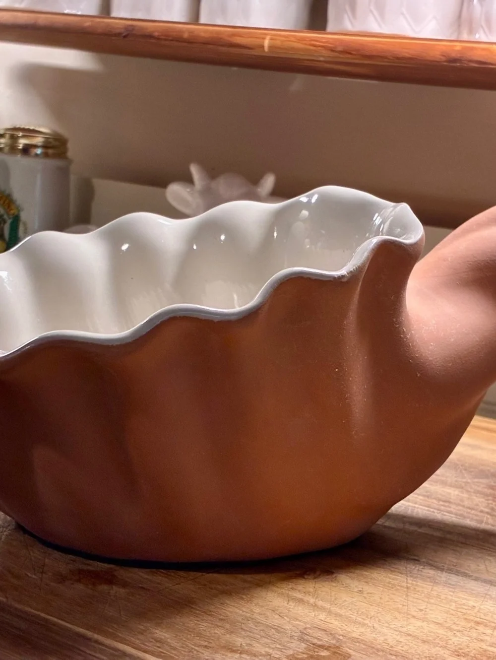 Terra cotta cornucopia sculpture decorative bowl